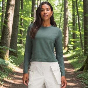 Lululemon Classic-Fit Cotton-Blend Long Sleeve Shirt in Dark Forest Sz 10